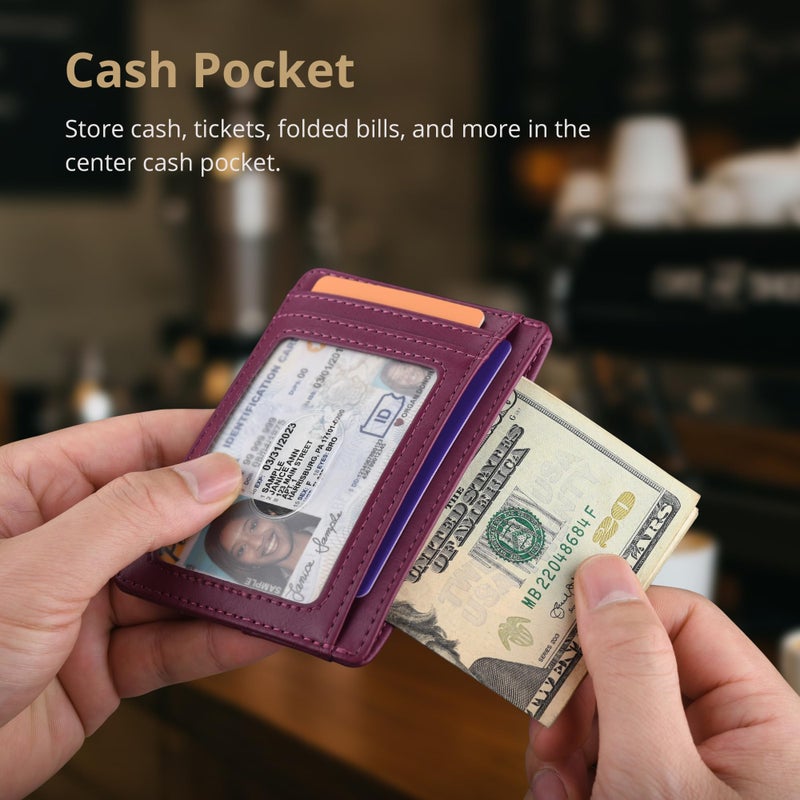 Buffway محفظة جلدية رفيعة وعصرية لحجب RFID للرجال والنساء - ألاسكا بنفسجي - Image 5